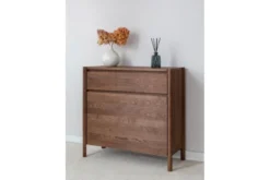 Scarpiera chiusa stile moderno in rovere massello tabacco