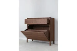 Scarpiera chiusa stile moderno in rovere massello tabacco