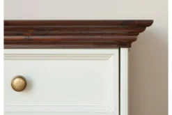 Scrittoio con armadietto shabby chic in pino massello bianco e noce