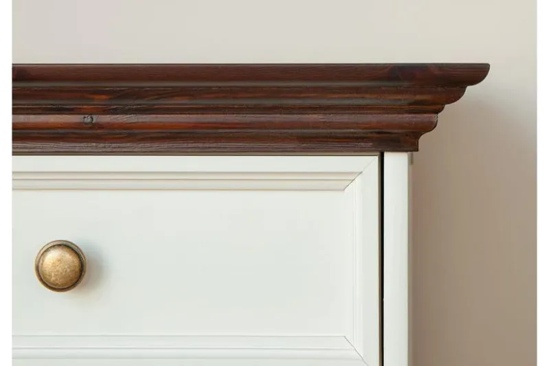 Scrittoio con armadietto shabby chic in pino massello bianco e noce