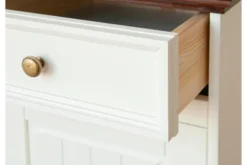Scrittoio con armadietto shabby chic in pino massello bianco e noce