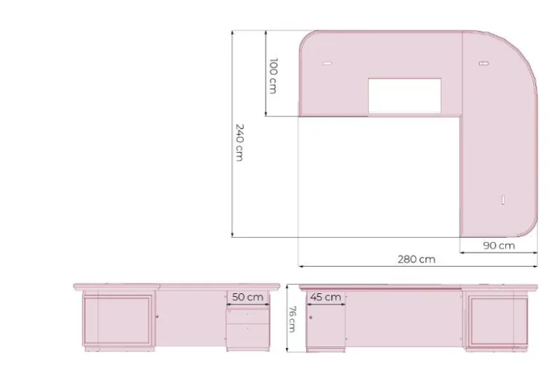Scrivania angolare classica 280 cm PRESTIGE B810