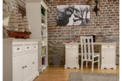 Scrivania shabby chic bianca in pino massello