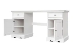 Scrivania shabby chic bianca in pino massello