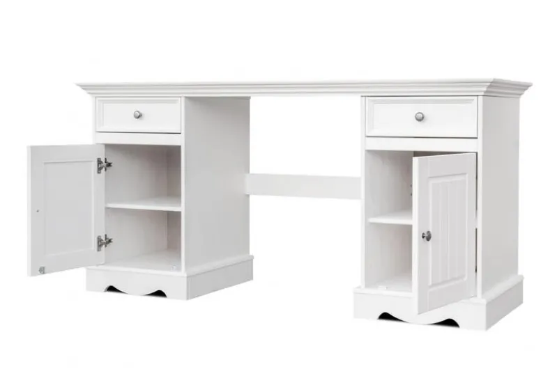 Scrivania shabby chic bianca in pino massello