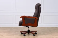 Sedia con rotelle per ufficio in pelle marrone Prestige
