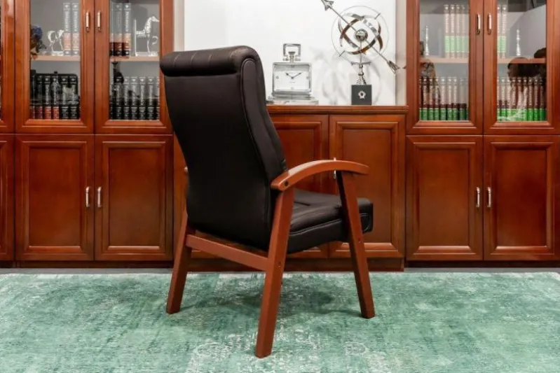 Sedia da conferenza classica pelle marrone CONSUL