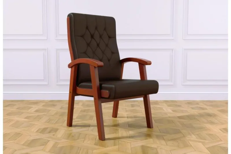 Sedia da conferenza classica pelle marrone CONSUL