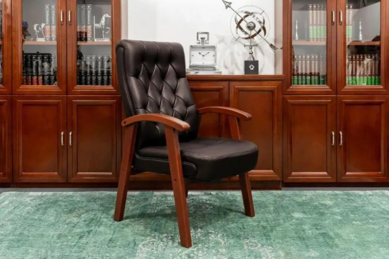Sedia da conferenza classica pelle marrone CONSUL