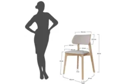 Sedia da pranzo imbottita grigia con gambe in faggio COMO