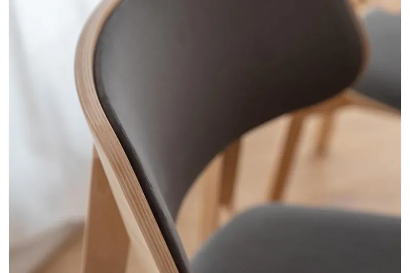Sedia da pranzo imbottita grigia con gambe in faggio COMO