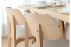 Sedia da pranzo in velluto beige con gambe in faggio COMO