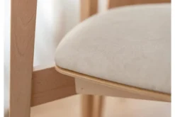 Sedia da pranzo in velluto beige con gambe in faggio COMO