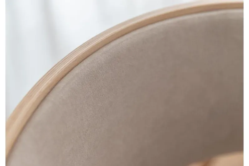 Sedia da pranzo in velluto beige con gambe in faggio COMO