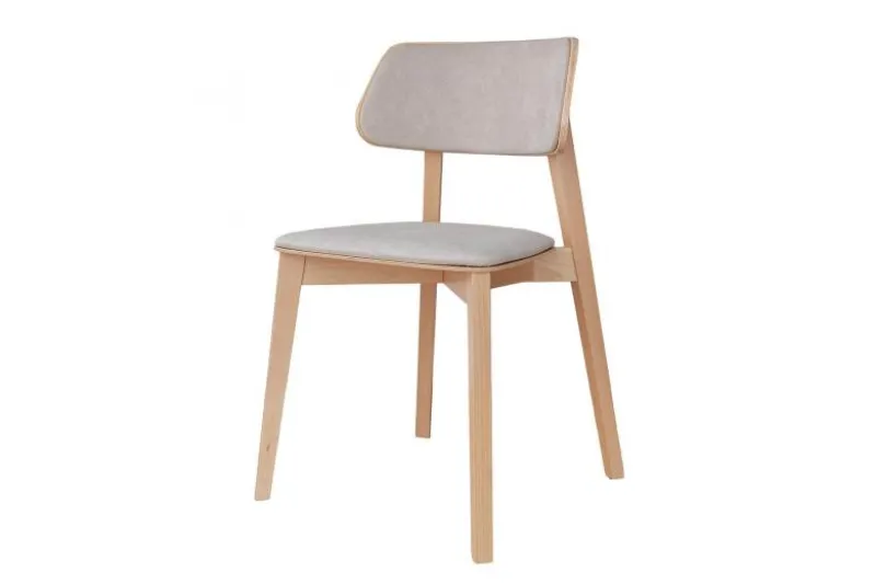 Sedia da pranzo in velluto beige con gambe in faggio COMO
