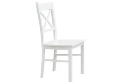 Sedia da tavolo in legno massello di faggio bianco shabby chic