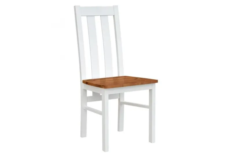 Sedia da tavolo stecche verticali faggio massello bianco e rovere shabby chic