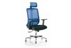 Sedia da ufficio con poggiatesta certificata blu VERTIGO