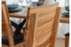 Sedia design moderno rovere massello e seduta ecopelle marrone VERTO