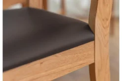 Sedia design moderno rovere massello e seduta ecopelle marrone VERTO