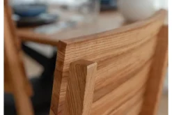 Sedia design moderno rovere massello e seduta ecopelle marrone VERTO