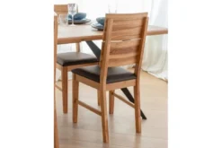 Sedia design moderno rovere massello e seduta ecopelle marrone VERTO