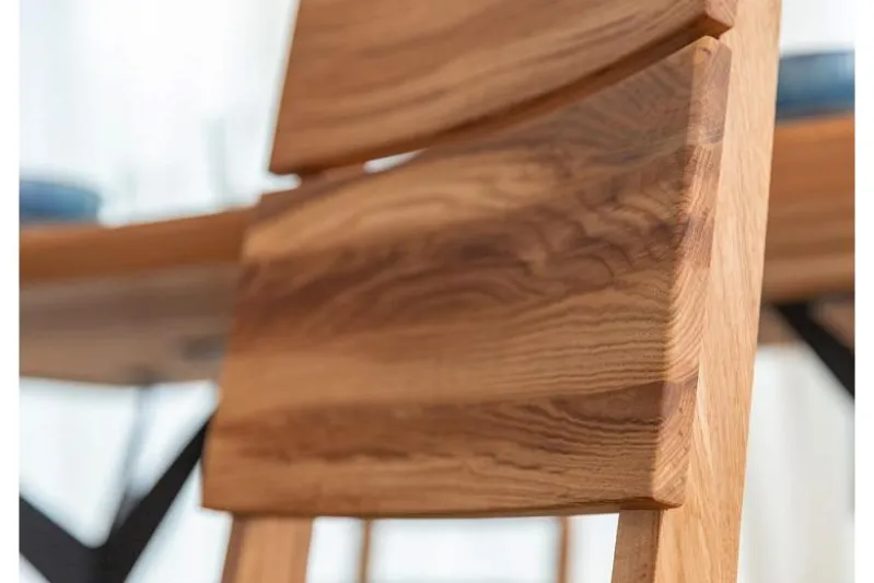 Sedia design moderno rovere massello e seduta ecopelle marrone VERTO