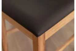 Sedia design moderno rovere massello e seduta ecopelle marrone VERTO