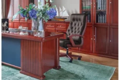 Sedia dirigenziale in vera pelle marrone Consul