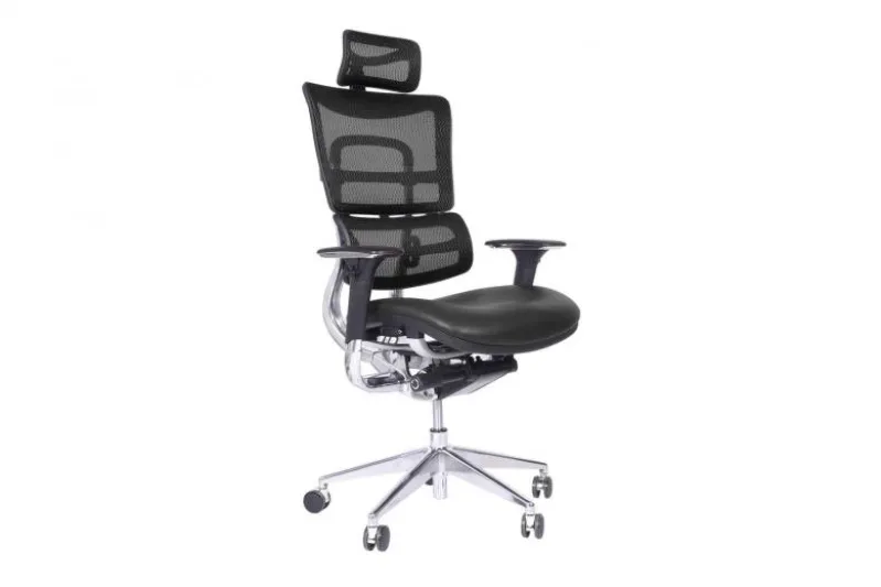 Sedia ergonomica da ufficio Ergo 800 in pelle colore Nero