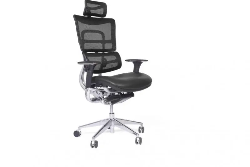 Sedia ergonomica da ufficio Ergo 800 in pelle colore Nero