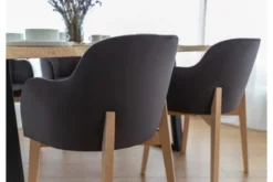 Sedia imbottita da pranzo grigia velluto e faggio FONDO