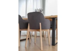 Sedia imbottita da pranzo grigia velluto e faggio FONDO