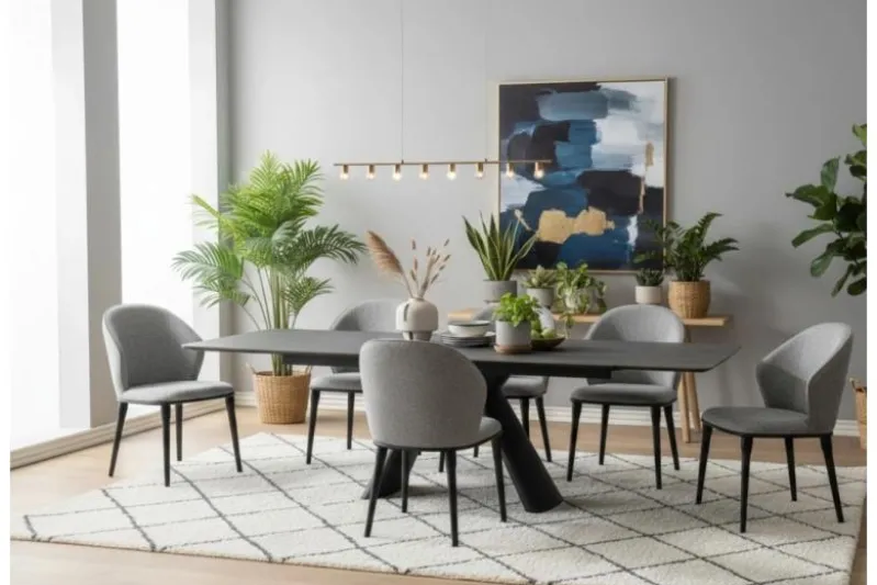 Sedia imbottita grigia design moderno SIENA