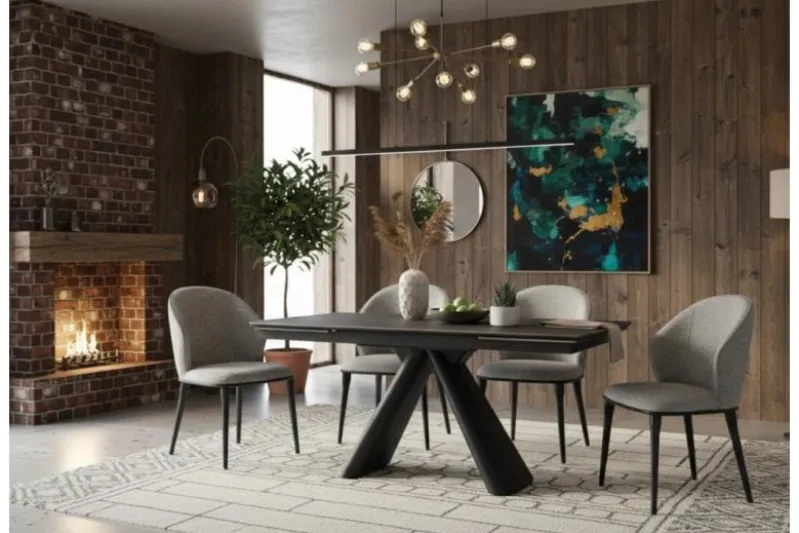 Sedia imbottita grigia design moderno SIENA