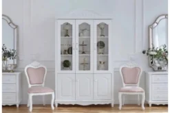 Sedia in legno bianco imbottita velluto rosa stile provenzale Princess 827