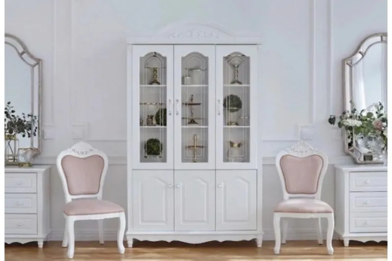 Sedia in legno bianco imbottita velluto rosa stile provenzale Princess 827