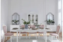 Sedia in legno bianco imbottita velluto rosa stile provenzale Princess 827