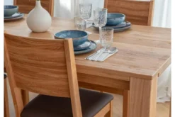 Sedia in rovere massello e sedile in pelle ecologica marrone PRATO