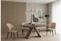 Sedia in tessuto beige imbottita SIENA