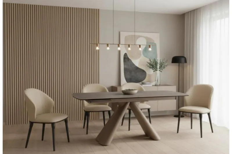 Sedia in tessuto beige imbottita SIENA