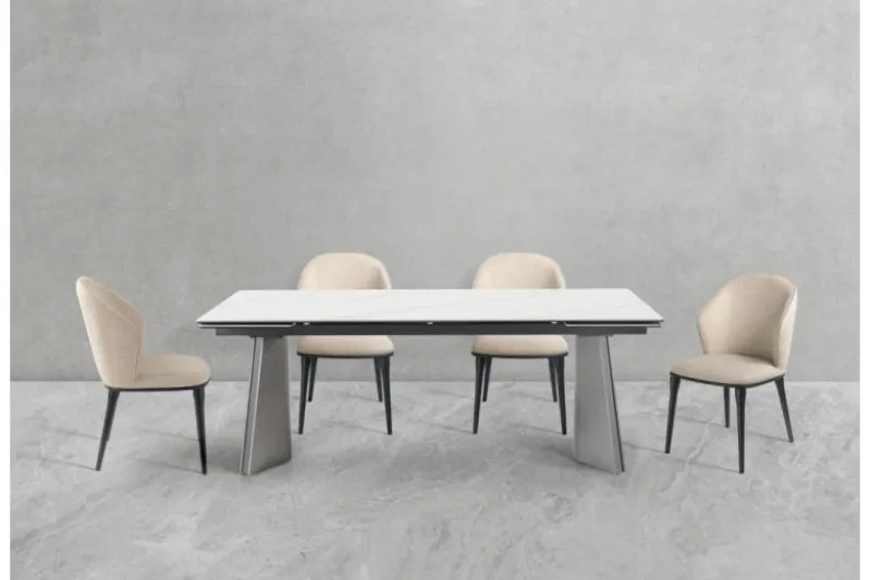 Sedia in tessuto beige imbottita SIENA