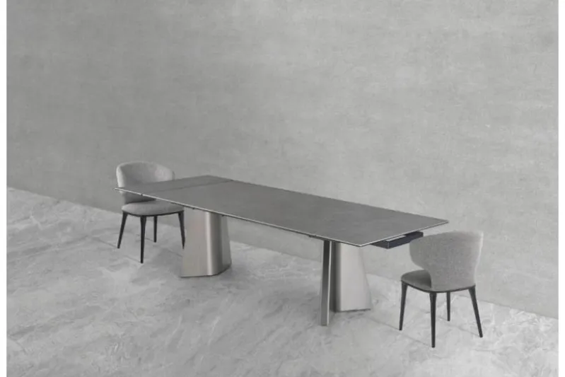 Sedia moderna in tessuto grigio SERENE