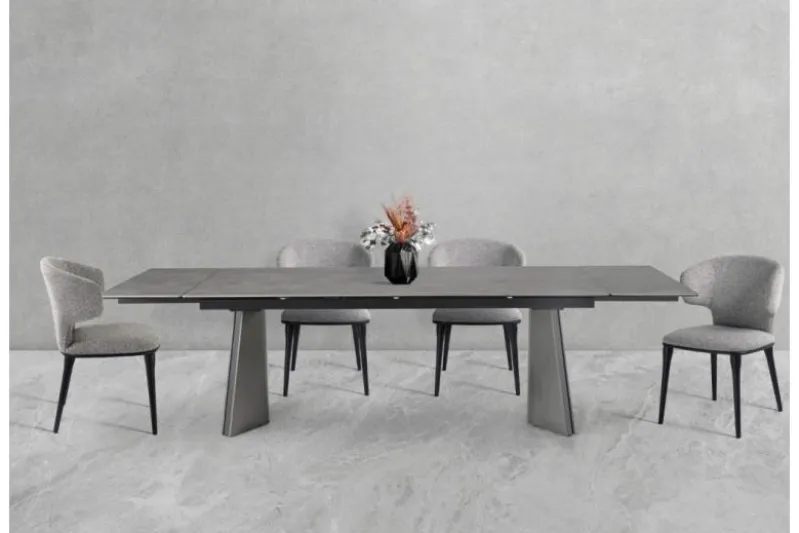 Sedia moderna in tessuto grigio SERENE