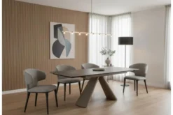 Sedia moderna in tessuto grigio SERENE