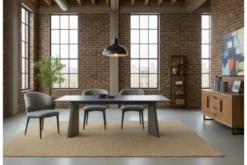 Sedia moderna in tessuto grigio SERENE