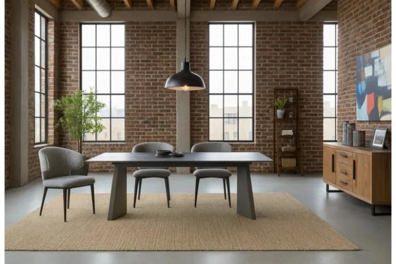 Sedia moderna in tessuto grigio SERENE