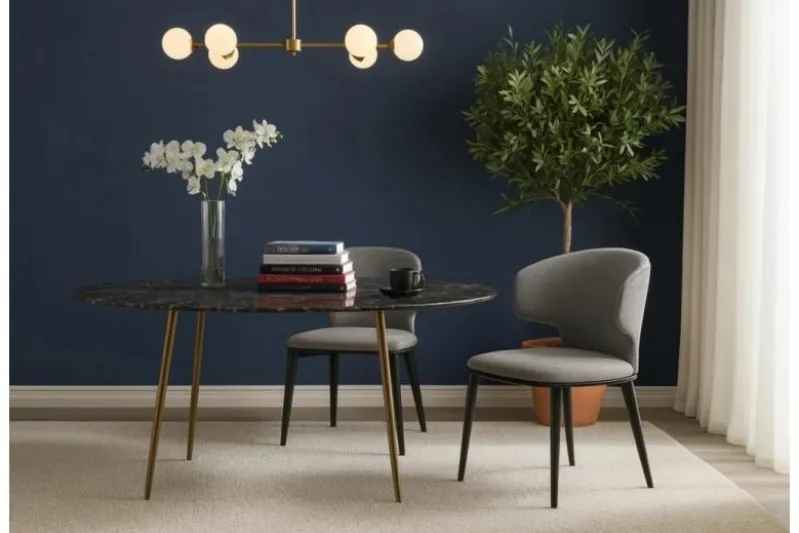 Sedia moderna in tessuto grigio SERENE
