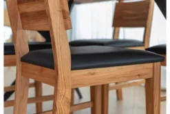Sedia per tavolo rovere massello e sedile nero imbottito VERTO