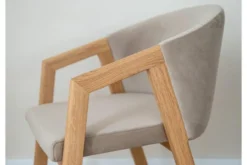 Sedia poltroncina rovere massello e velluto beige FORIO